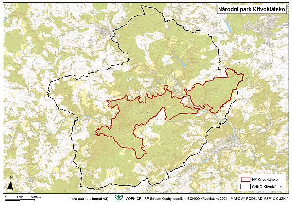 Mapa CHKO a NP Křivoklátsko