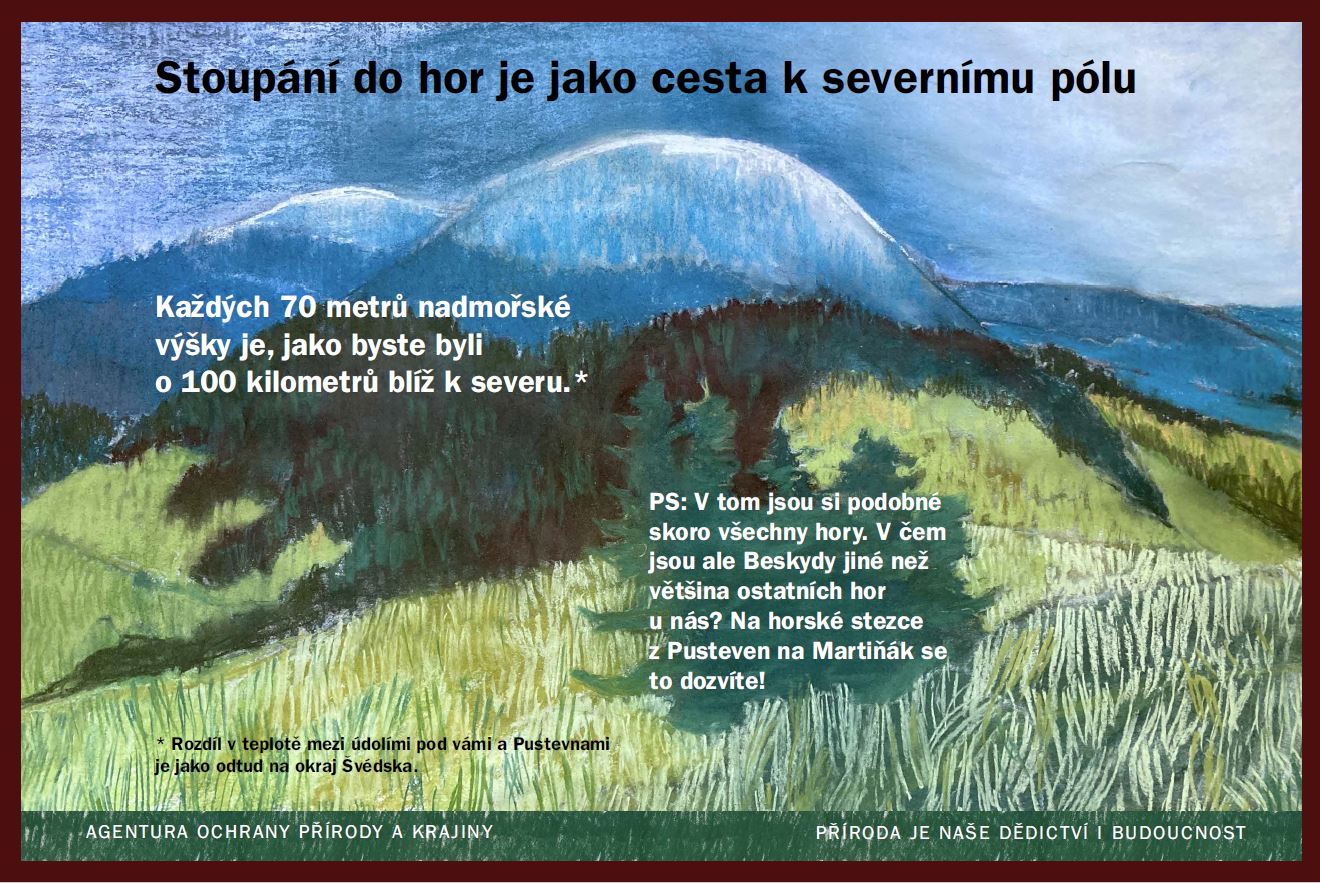 Beskydská horská stezka s informacemi.